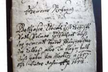 Titelblatt der Röllbacher Gemeinderechnung, die am Martinsgericht 1658 abgehört und gebilligt worden ist.